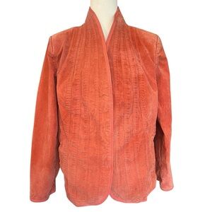 Bradley Bayou Vintage Suede Leather Jacket Structured Coral Pink Womens 1X